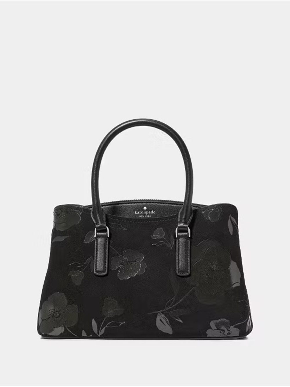 Kate Spade Thompson Street Floral Suede Small Satchel Bag Black